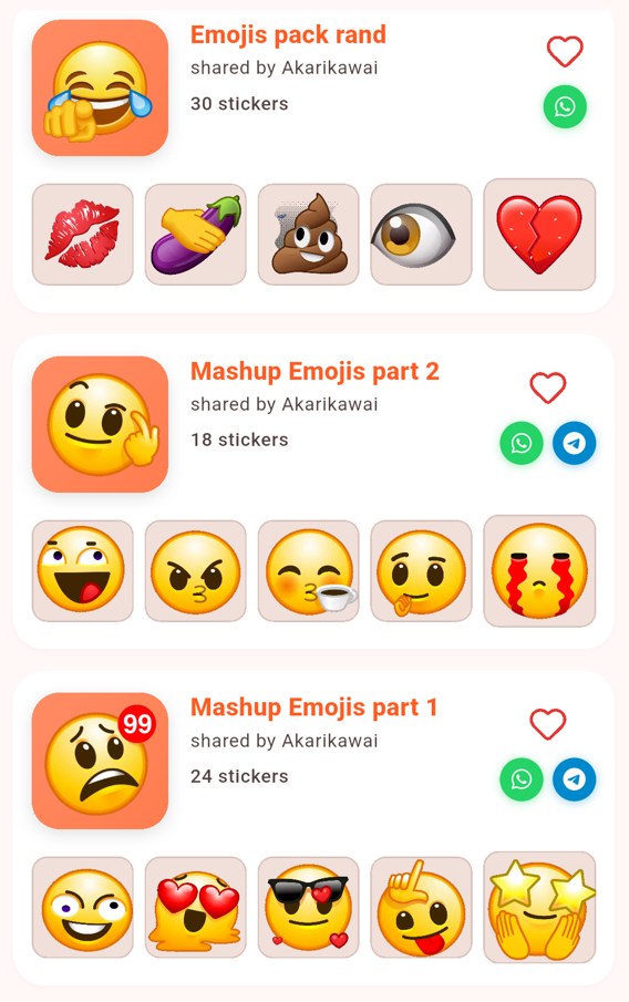 Catálogo de pacotes de emojis e figurinhas no FigU